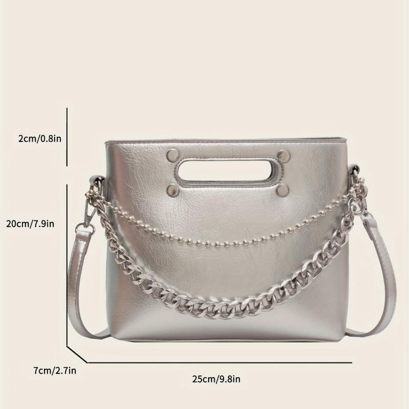 Faux Leather Tote Bag Women's Casual Shoulder Bag & Purse
