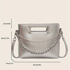 Faux Leather Tote Bag Women's Casual Shoulder Bag & Purse
