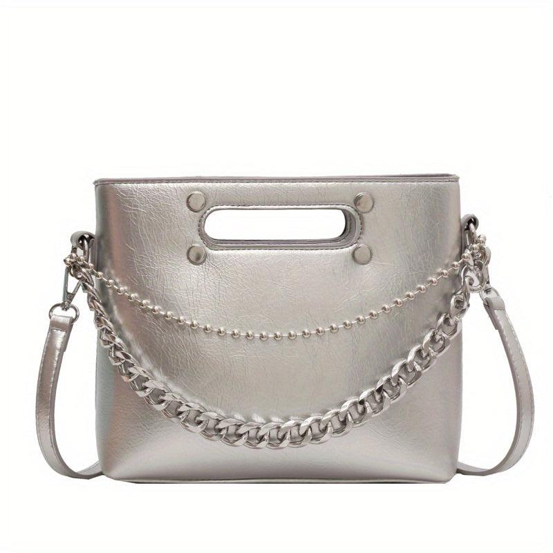 Faux Leather Tote Bag Women's Casual Shoulder Bag & Purse
