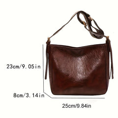 Wide Strap Crossbody Bag PU Leather Textured Bag Purse