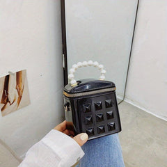 Mini Jelly Crossbody Bucket Bag with Pearl Decor Handbag