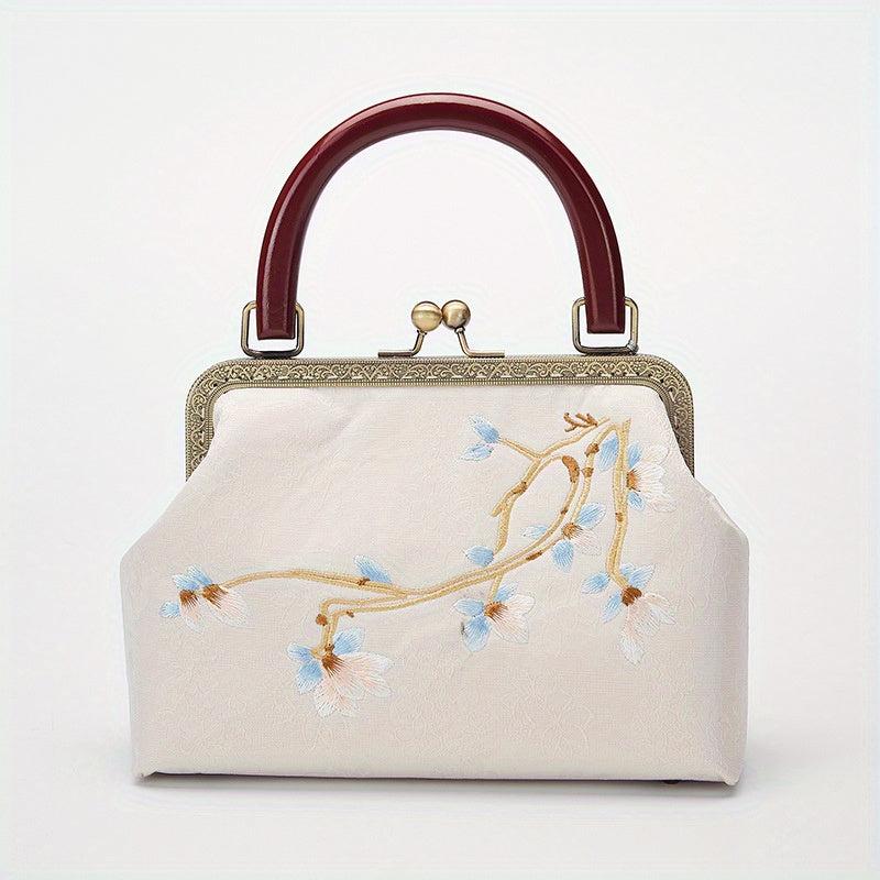 Vintage Flower Embroidered Frame Bag Chinese Style Clutch Purse