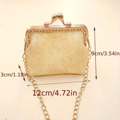Flower Embroidery Mesh Frame Bag Vintage Coin Purse