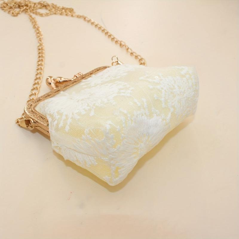 Flower Embroidery Mesh Frame Bag Vintage Coin Purse