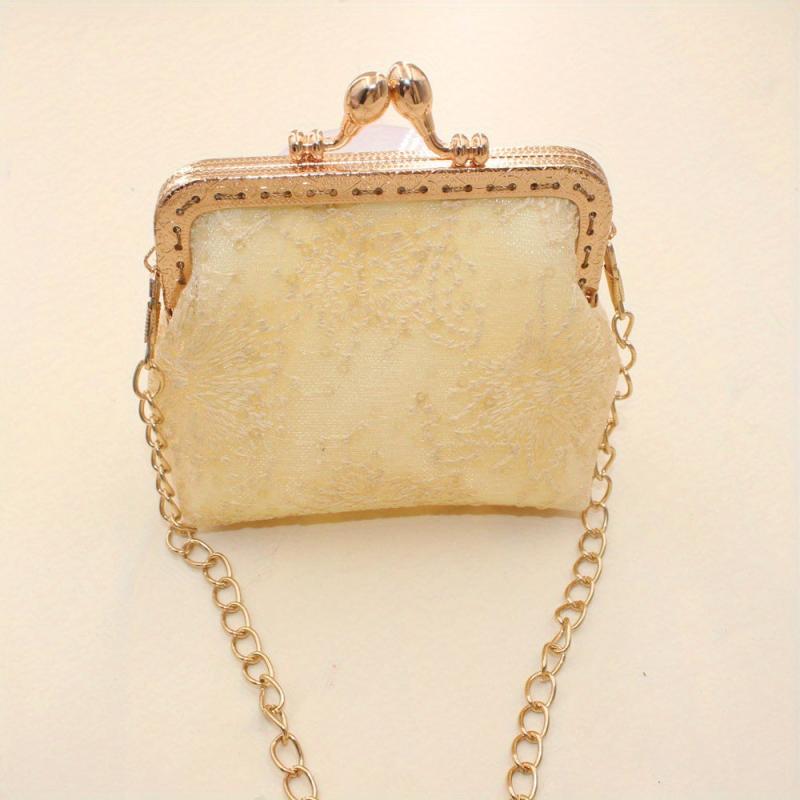 Flower Embroidery Mesh Frame Bag Vintage Coin Purse