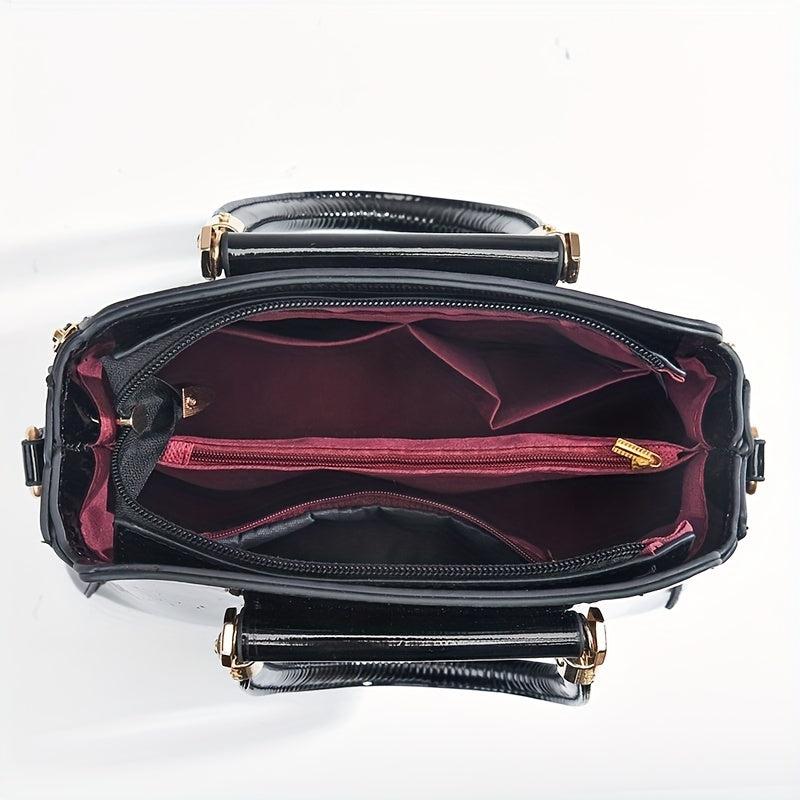 Crocodile Embossed Pattern Handbag Solid Shoulder Bag For Women