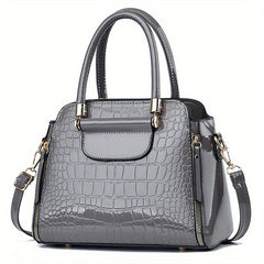 Crocodile Embossed Pattern Handbag Solid Shoulder Bag For Women
