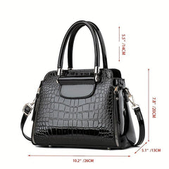 Crocodile Embossed Pattern Handbag Solid Shoulder Bag For Women