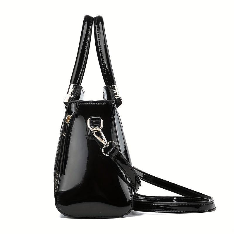 Crocodile Embossed Pattern Handbag Solid Shoulder Bag For Women