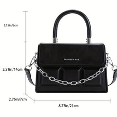 Plaid Embossed Square Crossbody Bag with Chain Handle