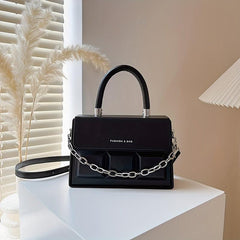 Plaid Embossed Square Crossbody Bag with Chain Handle