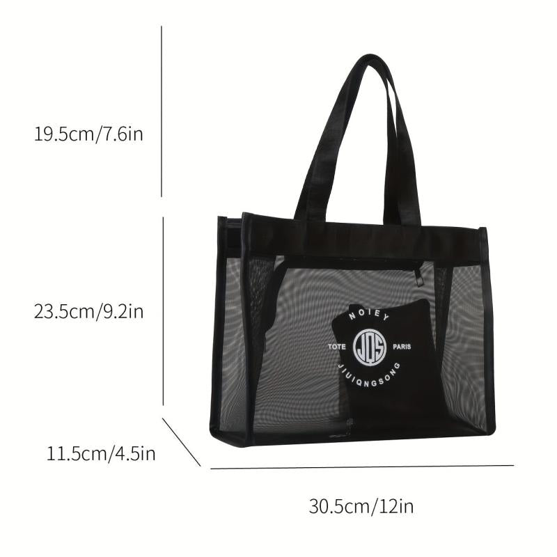 Minimalist Mesh Tote Satchel Bag Zipper Tote Bag With Purse