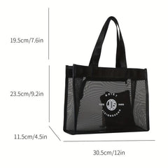 Minimalist Mesh Tote Satchel Bag Zipper Tote Bag With Purse