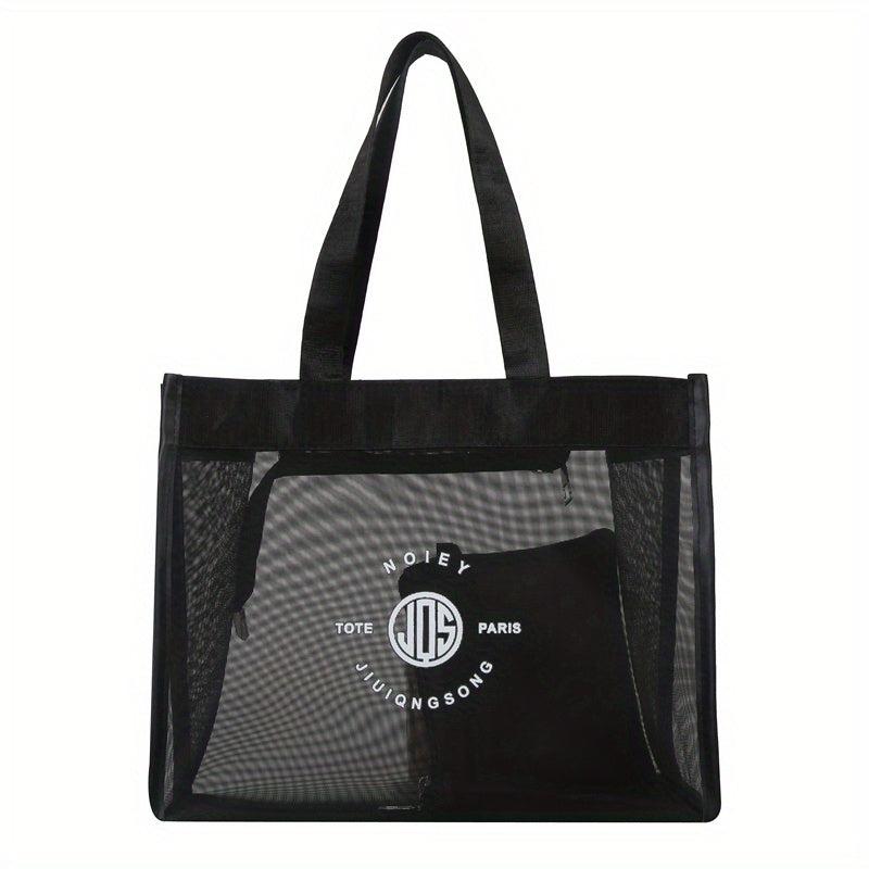 Minimalist Mesh Tote Satchel Bag Zipper Tote Bag With Purse