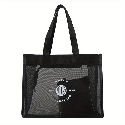 Minimalist Mesh Tote Satchel Bag Zipper Tote Bag With Purse