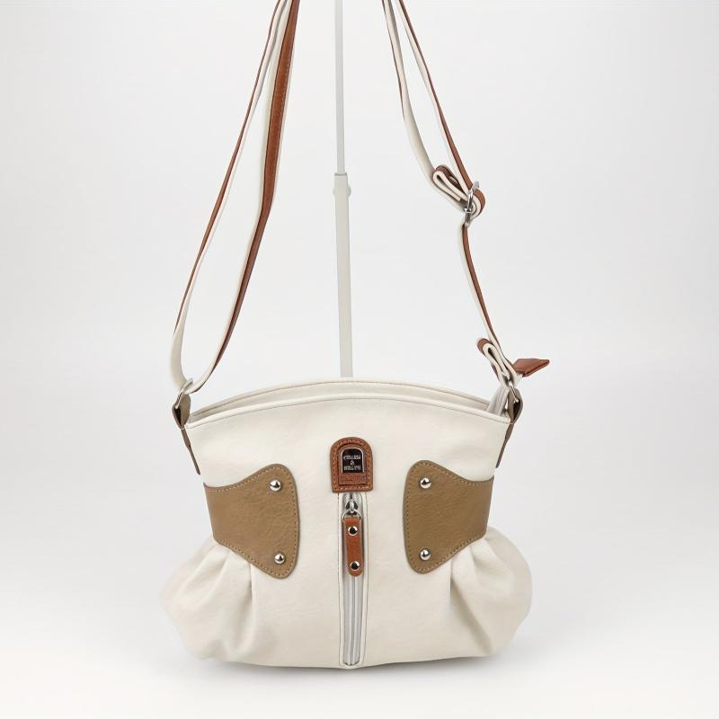 Vintage Ruched Crossbody Bag Contrast Shoulder Bag For Women