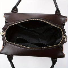 Vintage Letter Pattern Tote Satchel Bag Classic Handbag For Work