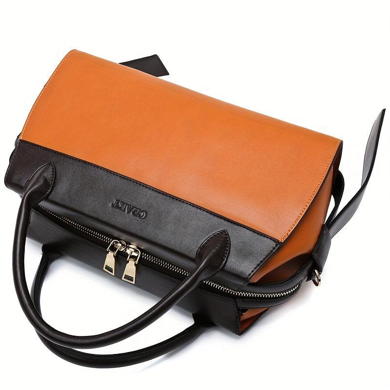 Vintage Letter Pattern Tote Satchel Bag Classic Handbag For Work