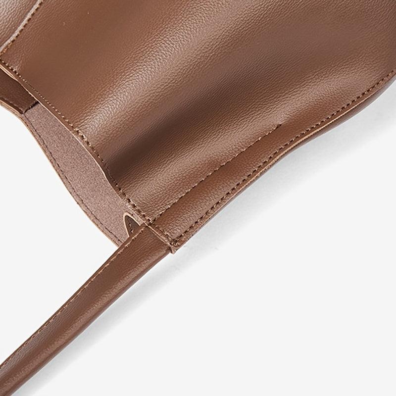 Retro Style Bucket Bag Solid Shoulder Bag Vegan Leather Crossbody Bag