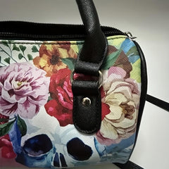 Gothic Skull & Flower Pattern Boston Bag Handbag