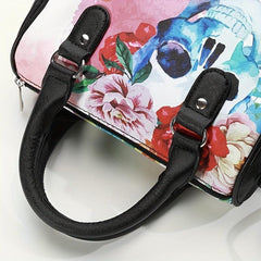 Gothic Skull & Flower Pattern Boston Bag Handbag