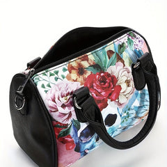Gothic Skull & Flower Pattern Boston Bag Handbag