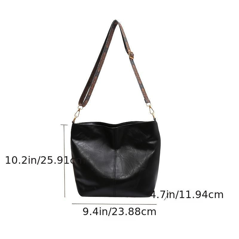 Geometric Strap Hobo Bag Large Capacity Soft PU Leather Crossbody Bag