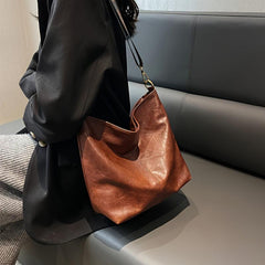 Geometric Strap Hobo Bag Large Capacity Soft PU Leather Crossbody Bag