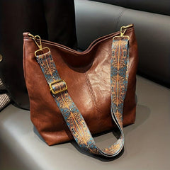 Geometric Strap Hobo Bag Large Capacity Soft PU Leather Crossbody Bag