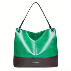 Vintage Block Hobo Bag Large Capacity Tote Satchel Women's Handbag