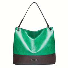 Vintage Block Hobo Bag Large Capacity Tote Satchel Women's Handbag