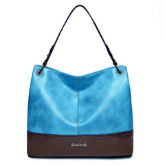 Vintage Block Hobo Bag Large Capacity Tote Satchel Women's Handbag