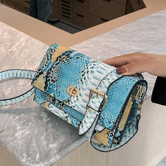 Vintage Snake Skin Pattern Square Shoulder Bag