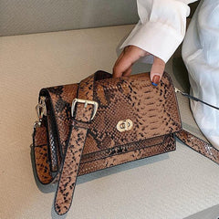 Vintage Snake Skin Pattern Square Shoulder Bag