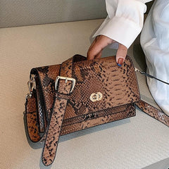 Vintage Snake Skin Pattern Square Shoulder Bag