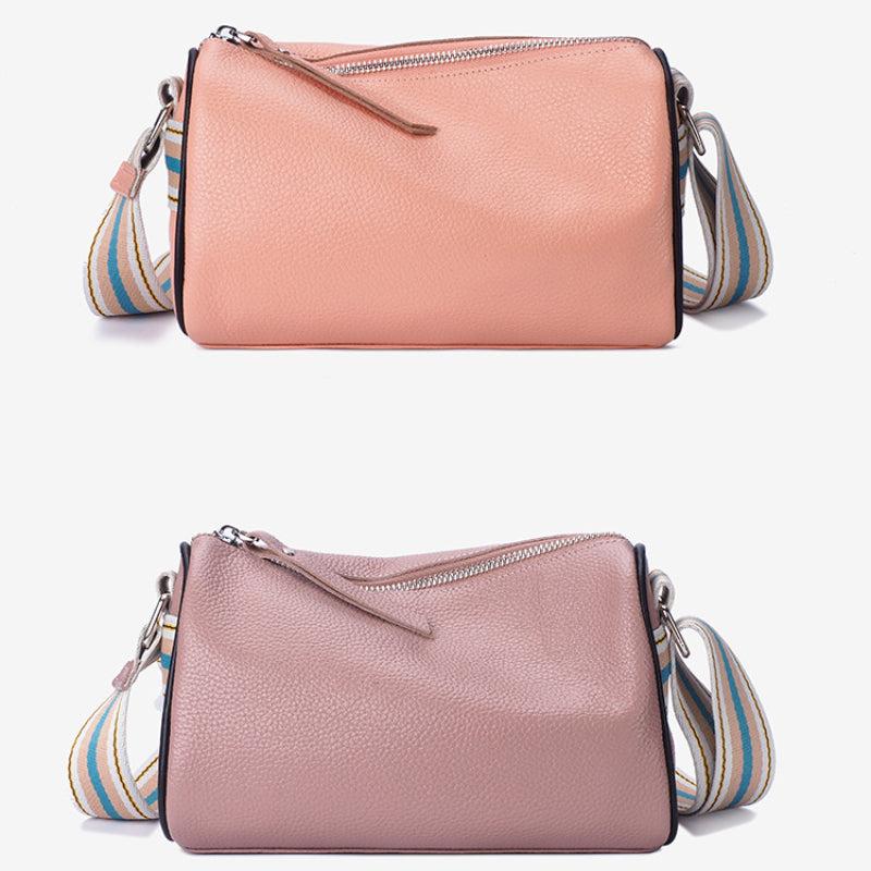 Colorful Strap Crossbody Bag Women's Leather Shoulder Bag Zipper