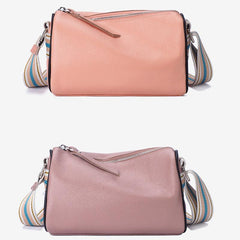 Colorful Strap Crossbody Bag Women's Leather Shoulder Bag Zipper
