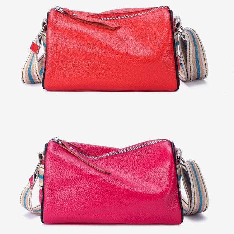 Colorful Strap Crossbody Bag Women's Leather Shoulder Bag Zipper