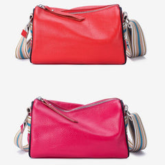 Colorful Strap Crossbody Bag Women's Leather Shoulder Bag Zipper