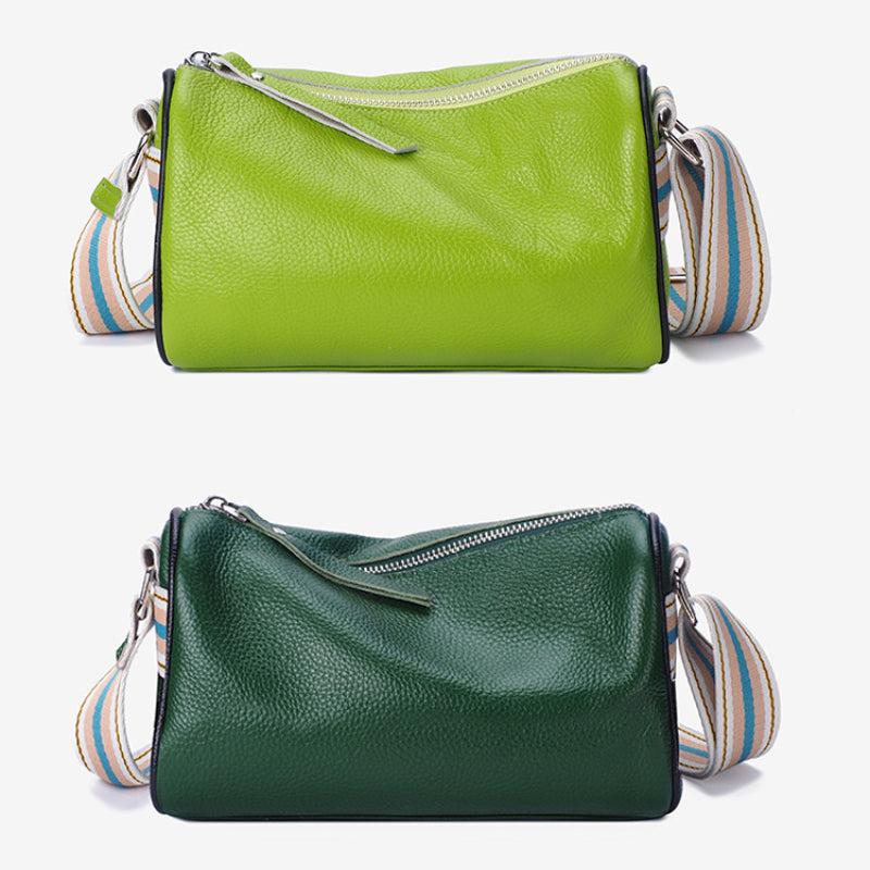 Colorful Strap Crossbody Bag Women's Leather Shoulder Bag Zipper
