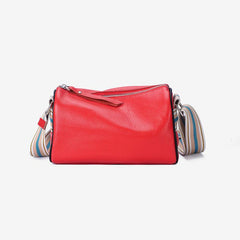 Colorful Strap Crossbody Bag Women's Leather Shoulder Bag Zipper