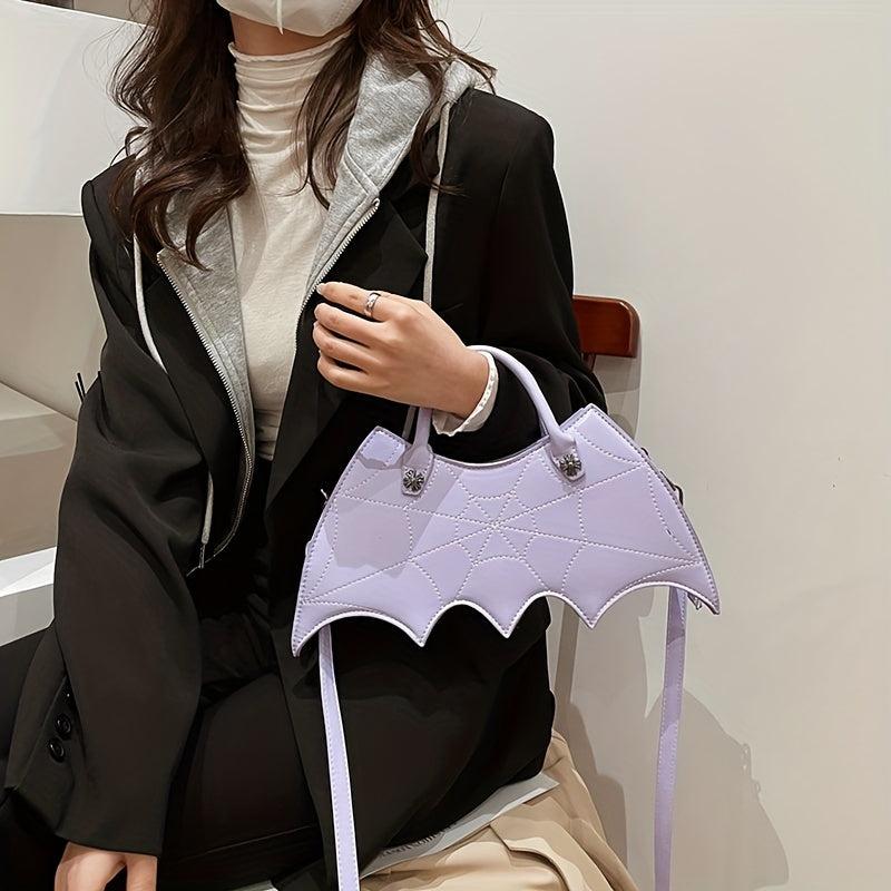 Y2K Bat Spider Web Handbag Vintage Faux Leather Crossbody Bag