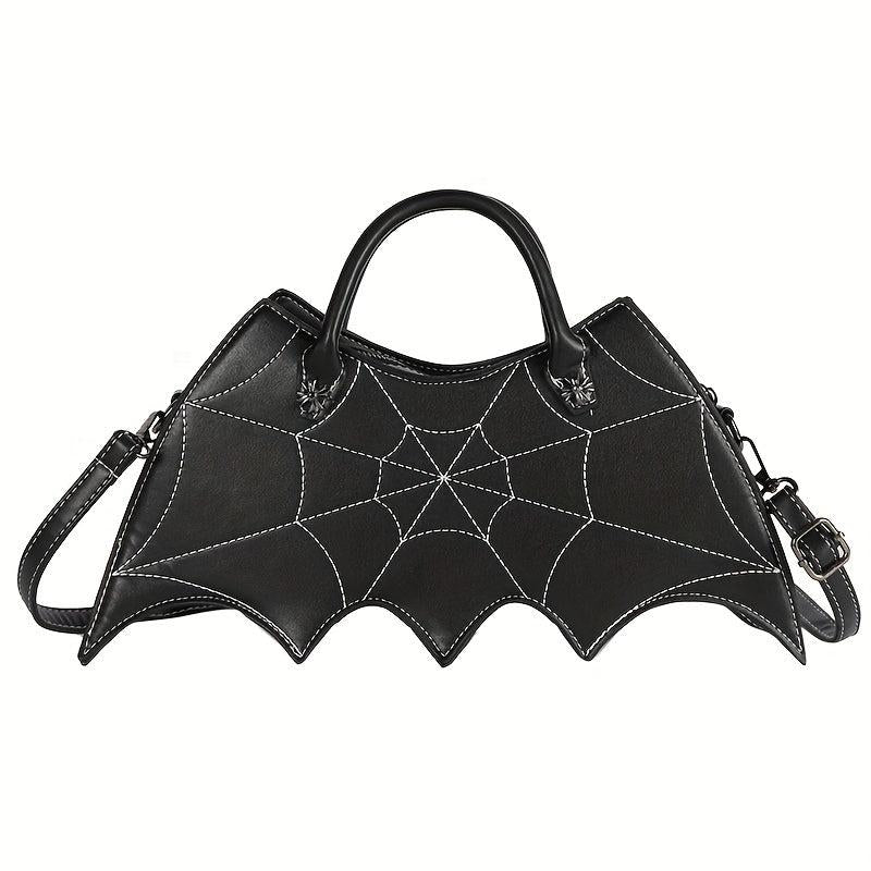 Y2K Bat Spider Web Handbag Vintage Faux Leather Crossbody Bag