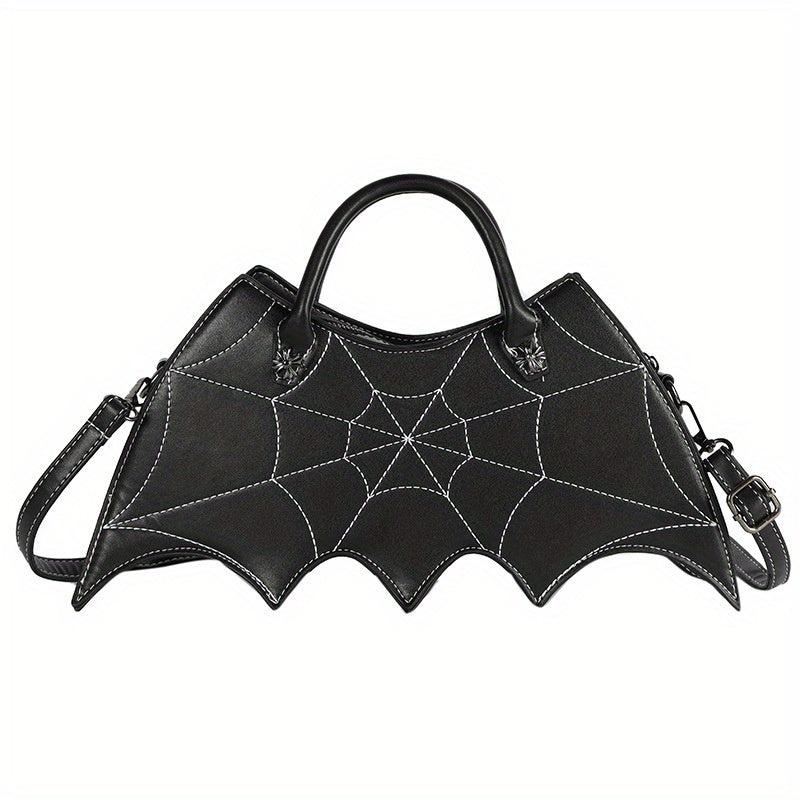 Y2K Bat Spider Web Handbag Vintage Faux Leather Crossbody Bag