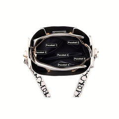 Contrast Bucket Bag Chain Decor Purse For Women Crossbody Bag