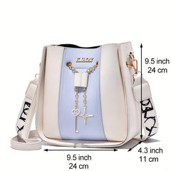Contrast Bucket Bag Chain Decor Purse For Women Crossbody Bag