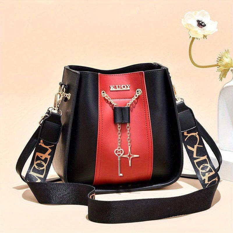 Contrast Bucket Bag Chain Decor Purse For Women Crossbody Bag