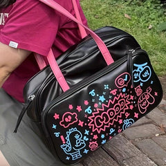 Cartoon Graffiti Shoulder Bag Handbag Large Capacity Daily Underarm Bag