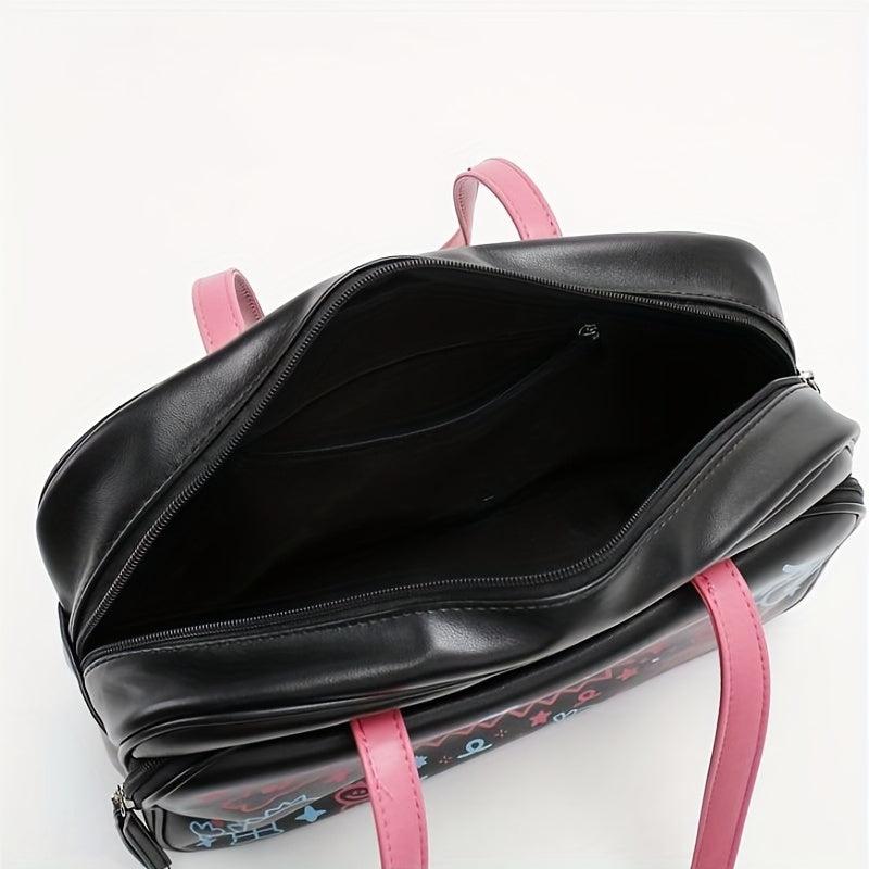 Cartoon Graffiti Shoulder Bag Handbag Large Capacity Daily Underarm Bag