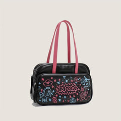 Cartoon Graffiti Shoulder Bag Handbag Large Capacity Daily Underarm Bag